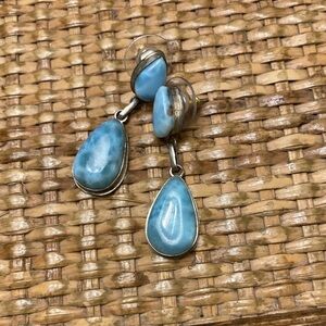 Chic Silver and Blue Teardrop Earrings